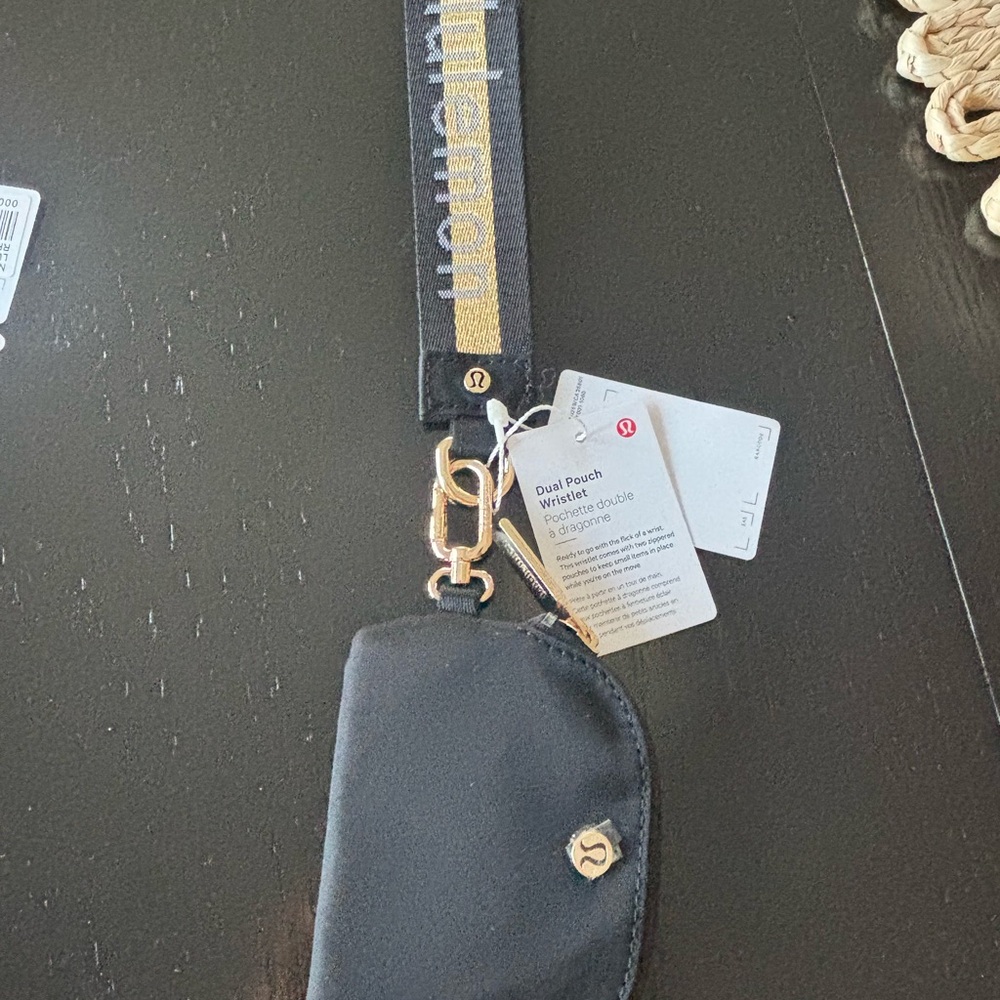 lululemon athletica Black and Gold Dual Pouch Wristlet